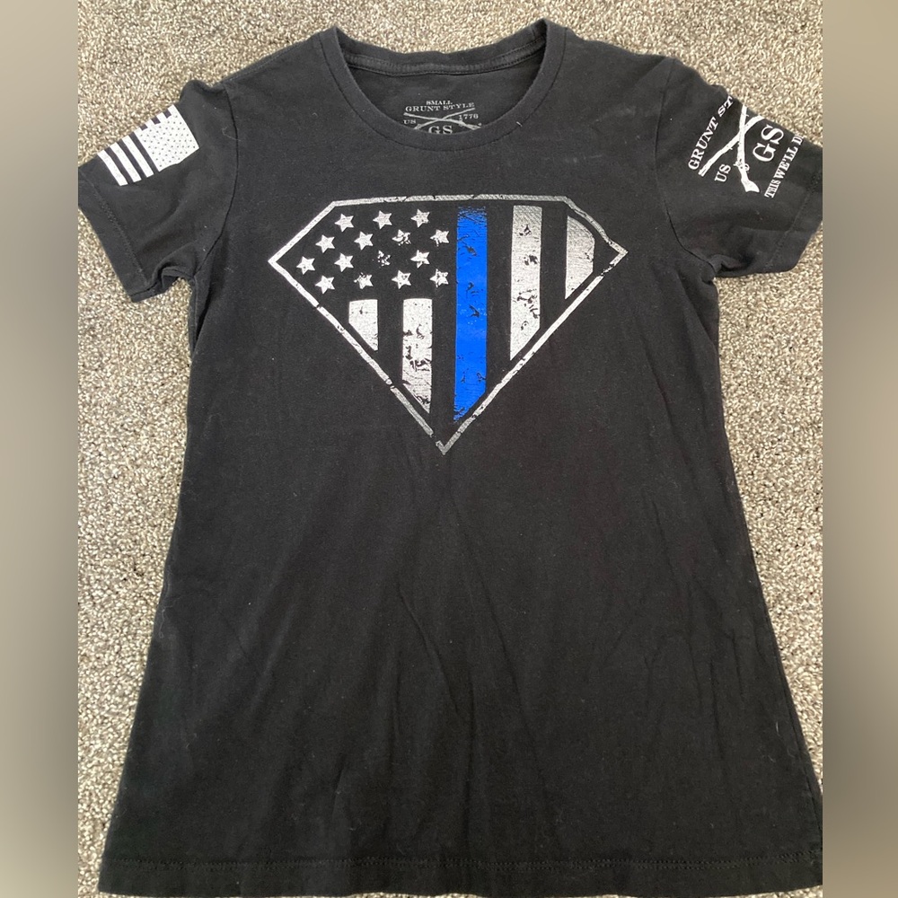 Womens blue line grunt style fitted T shirt